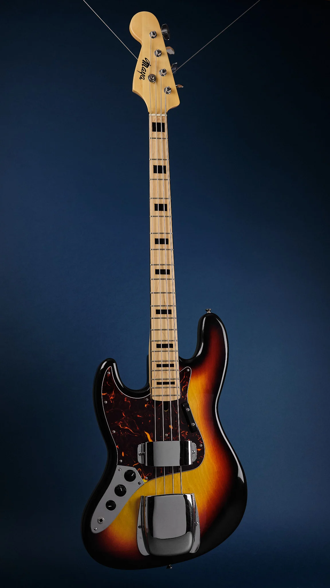 1970s Maya Jazz Bass Left Handed Sunburst - Image 4