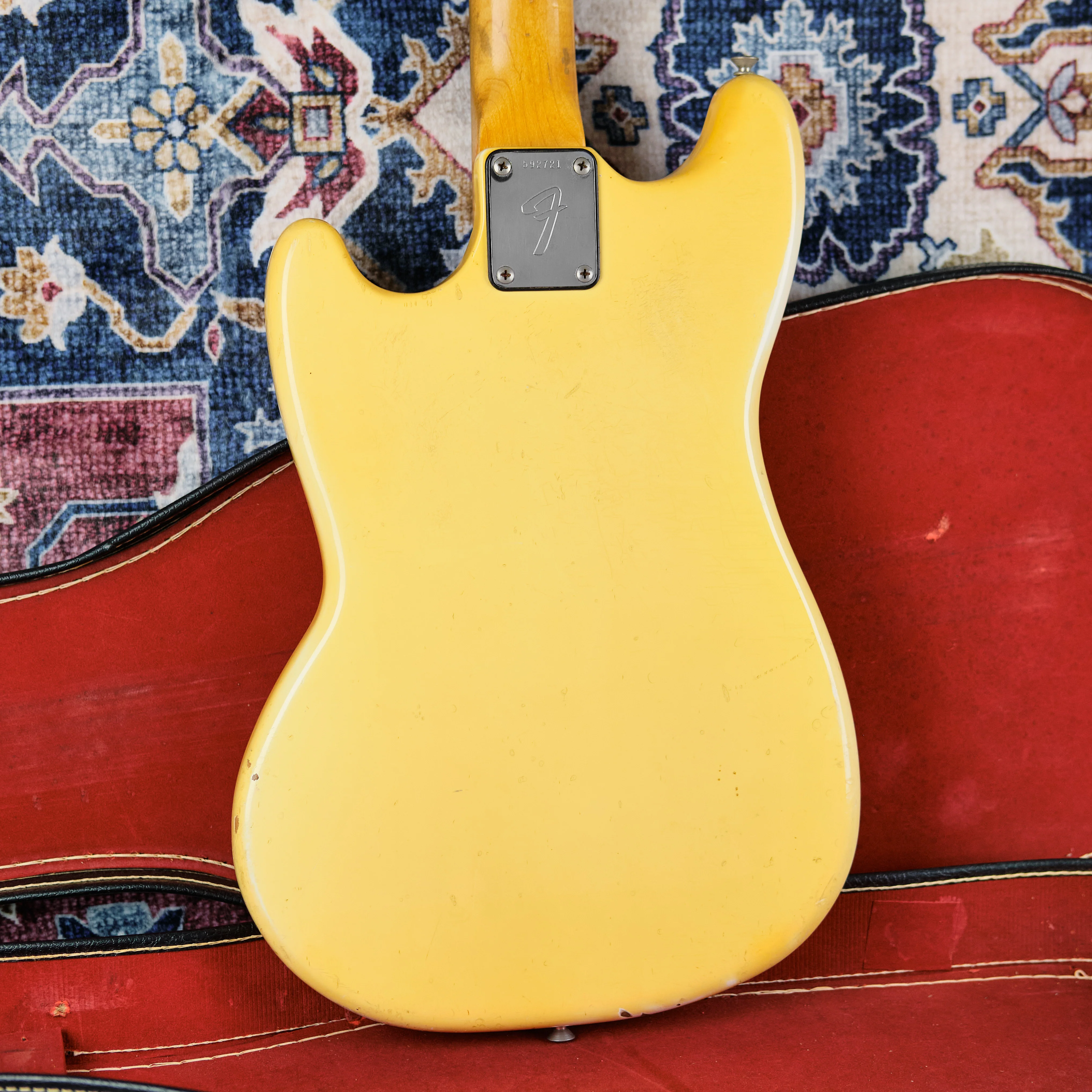 1975 Fender Musicmaster Bass Aged Olympic White - Image 3