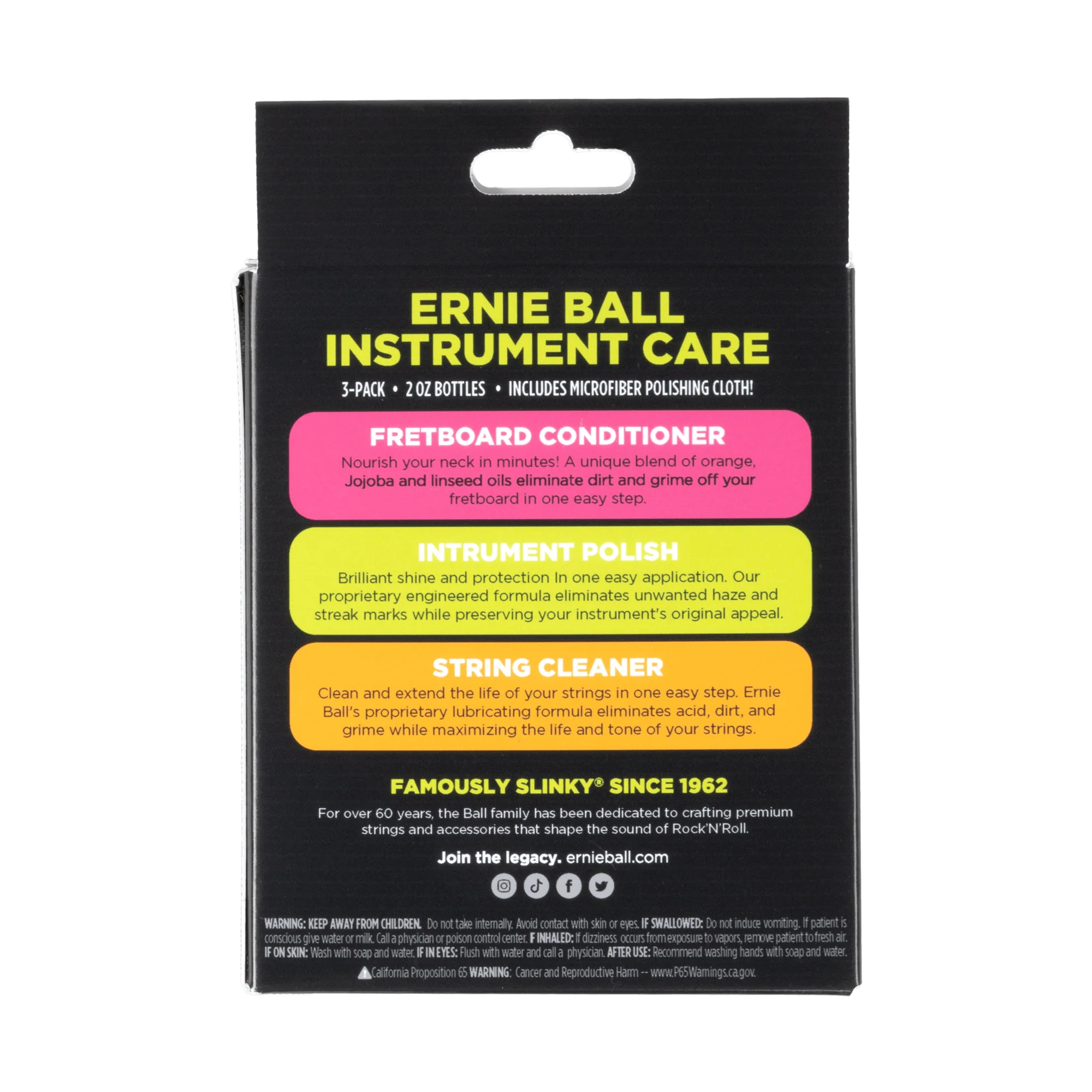 Ernie Ball Instrument Care 3-Pack Kit With Polishing Cloth - Image 2
