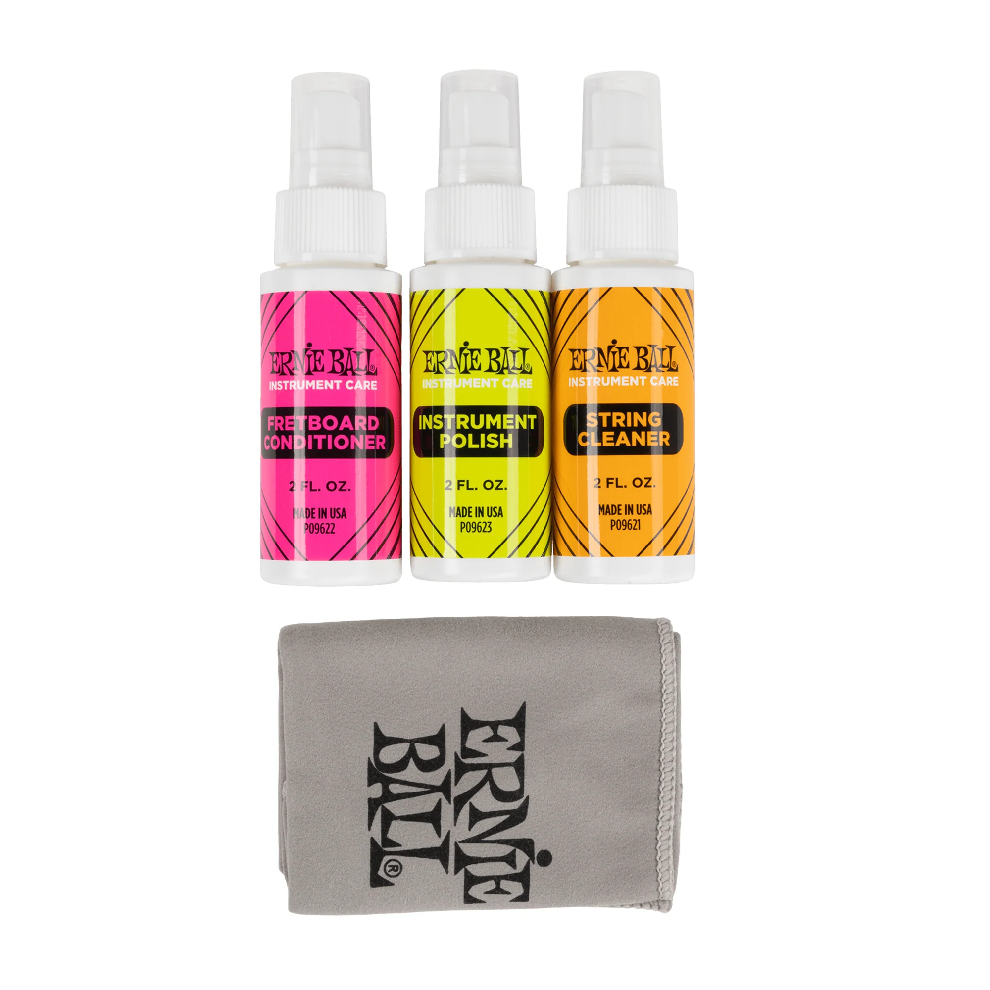 Ernie Ball Instrument Care 3-Pack Kit With Polishing Cloth - Image 3