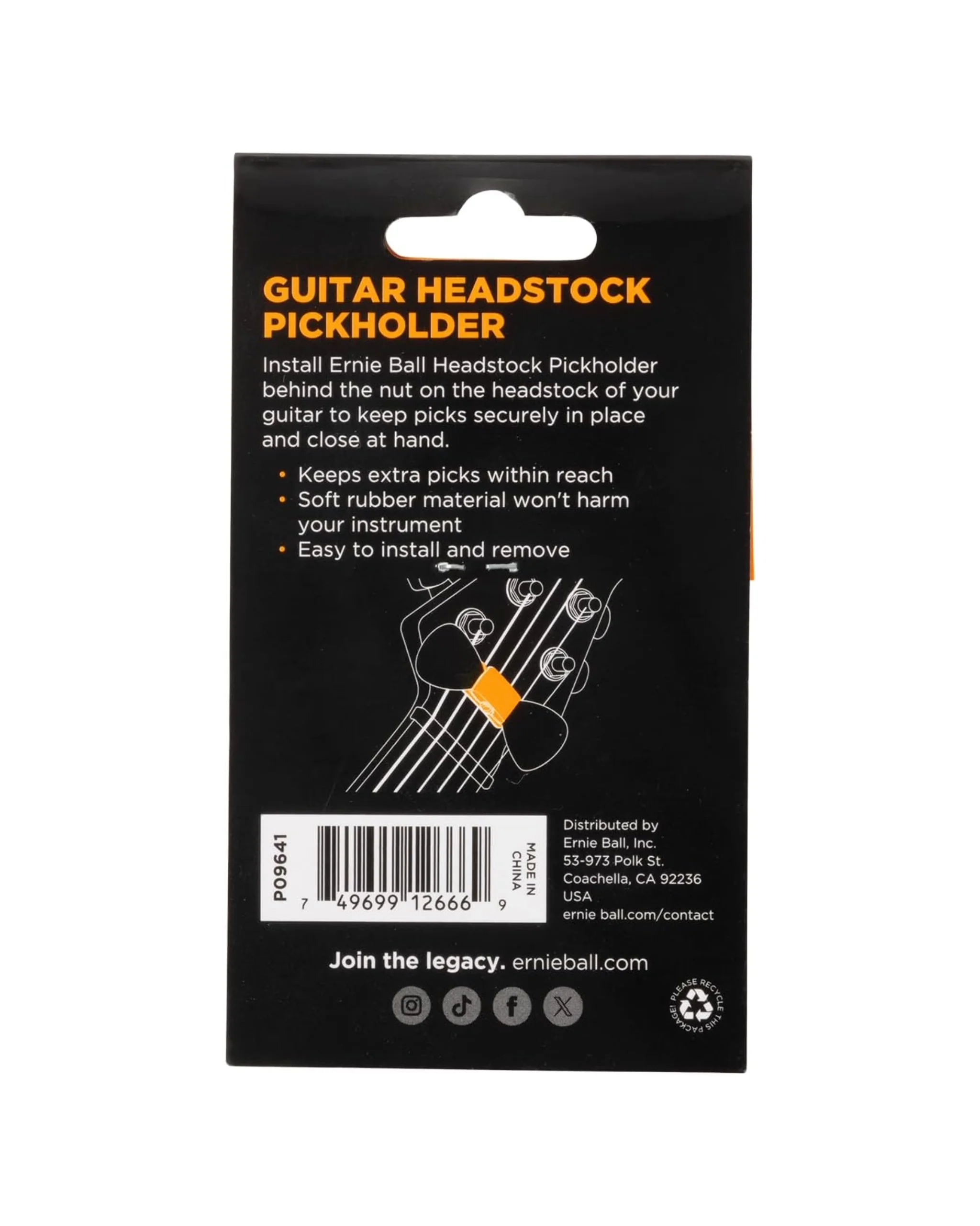 Ernie Ball Pickholder - Guitar Headstock - Image 3