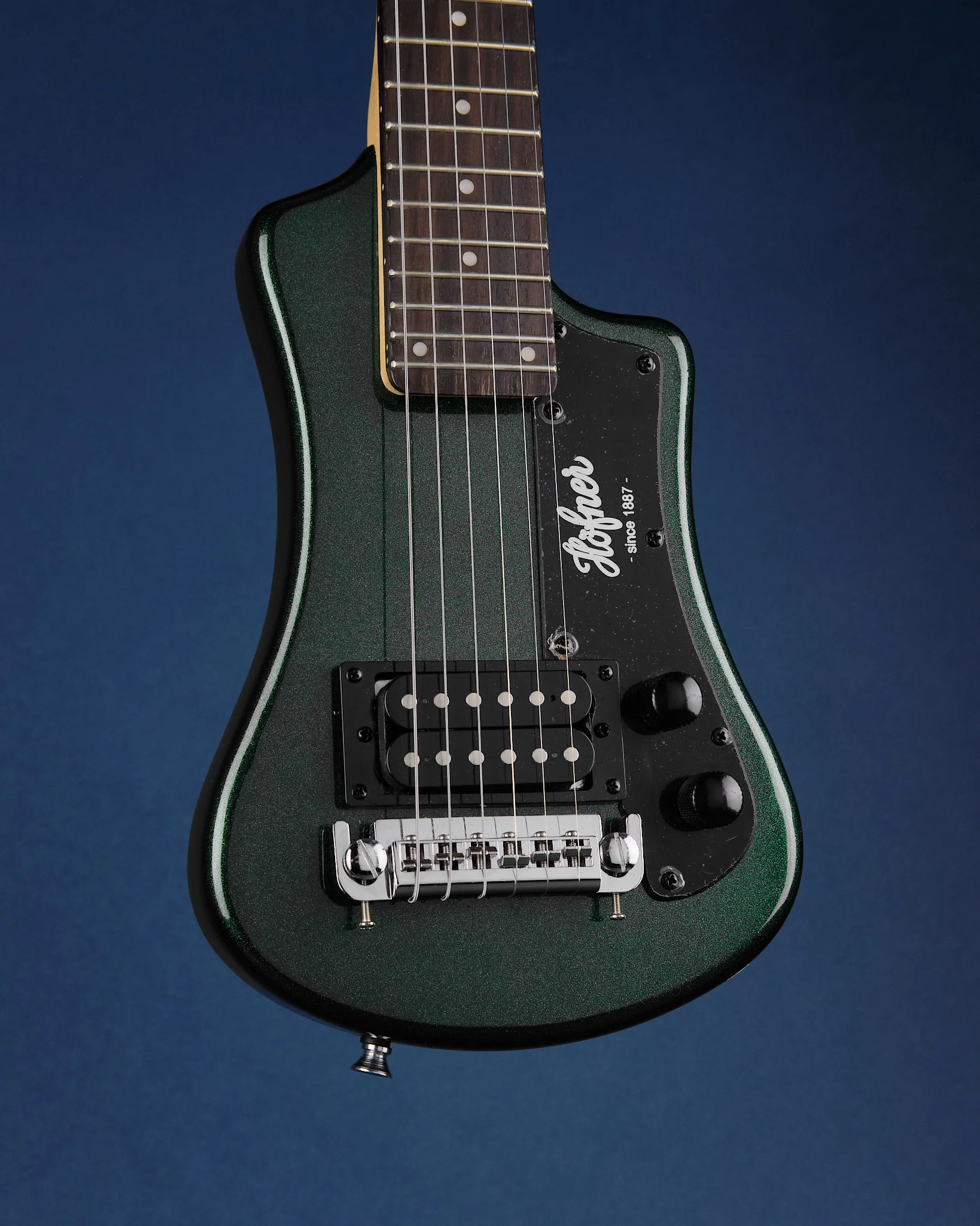Hofner Shorty Travel Guitar Green Metallic
