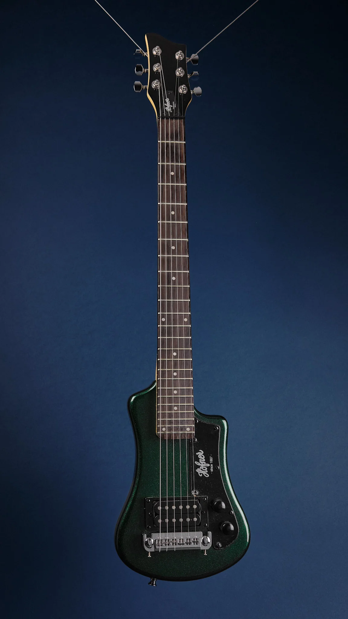 Hofner Shorty Travel Guitar Green Metallic - Image 6